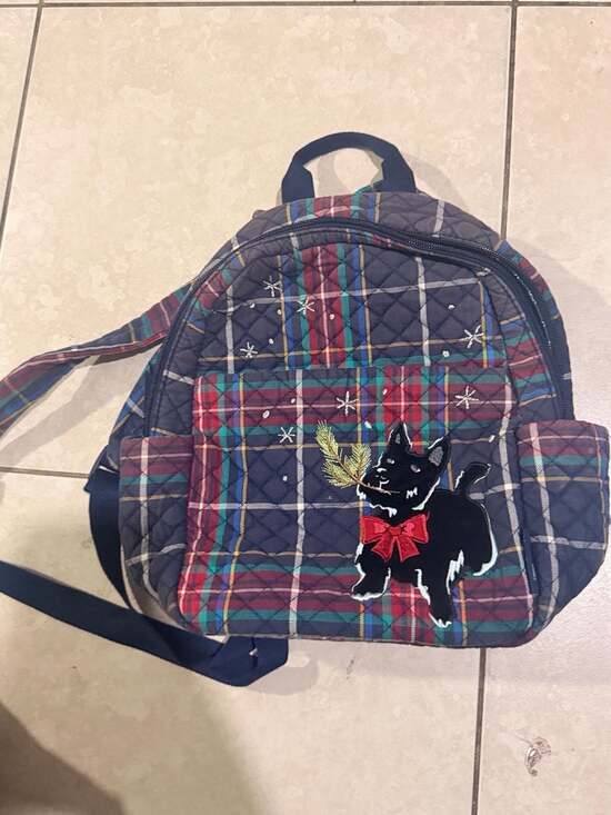 Vera Bradley Handbags - Vera Bradley Quilted Plaid Small Backpack with Scottie Dog Embroidery